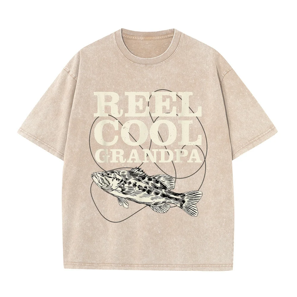 Reel Cool Grandpa Fishing Fathers Day T-Shirt Ropa Y2k Hombre 남자 T Shirt Homme Coton 100% Extra Large Printed Short Sleeve Bass