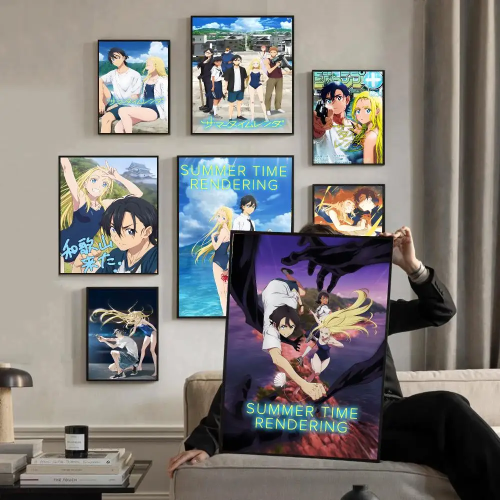 Summer Time Rendering Anime Mystery Poster Self-adhesive Advanced Aesthetic Printing Paper Wall Art for Living Room Home Decor