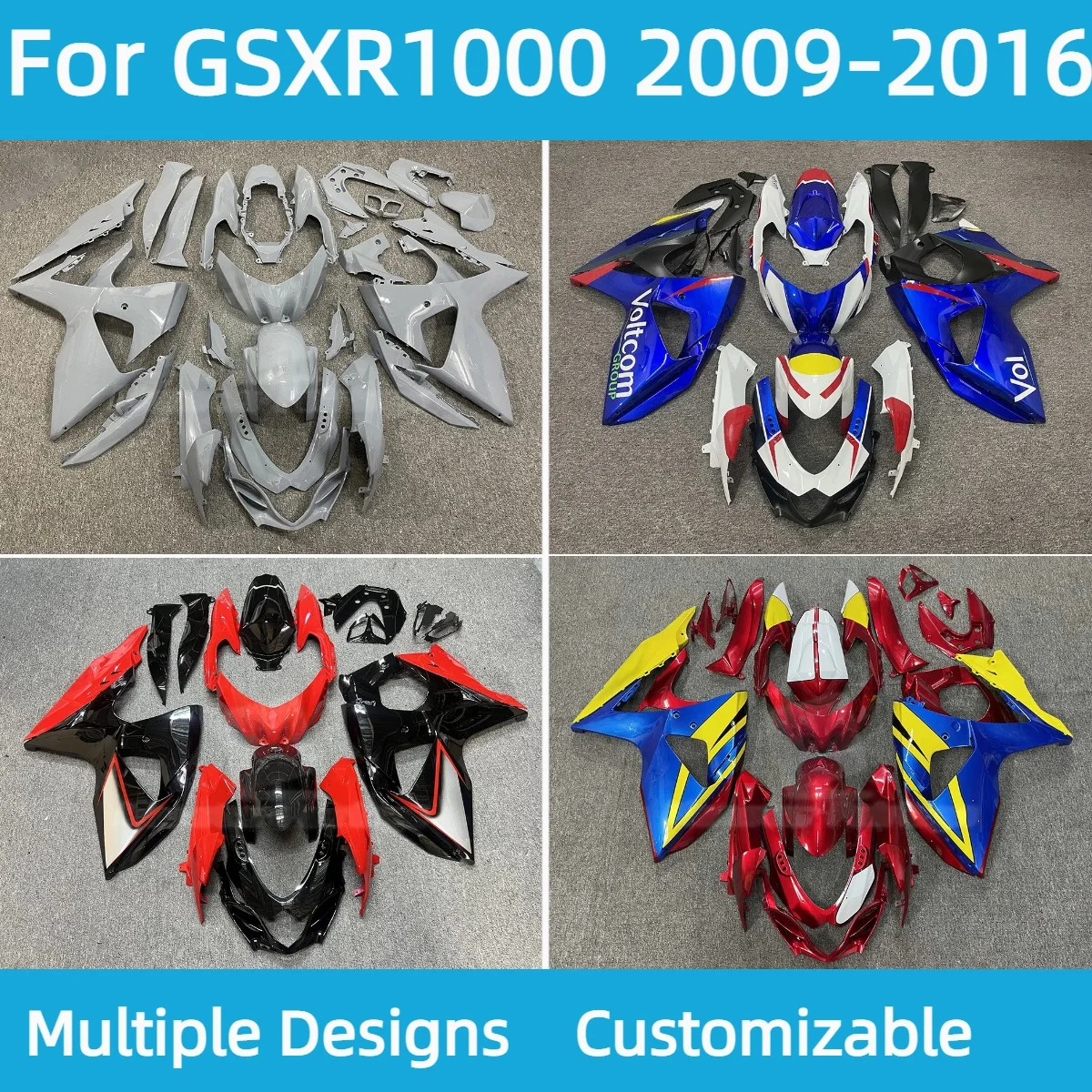 For GSXR 1000 2009-2016 Tail Cover Fit Fairings GSXR1000 09-16 Motorcycle Fairing Kit ABS Plastic Injection Body Full Bodykits