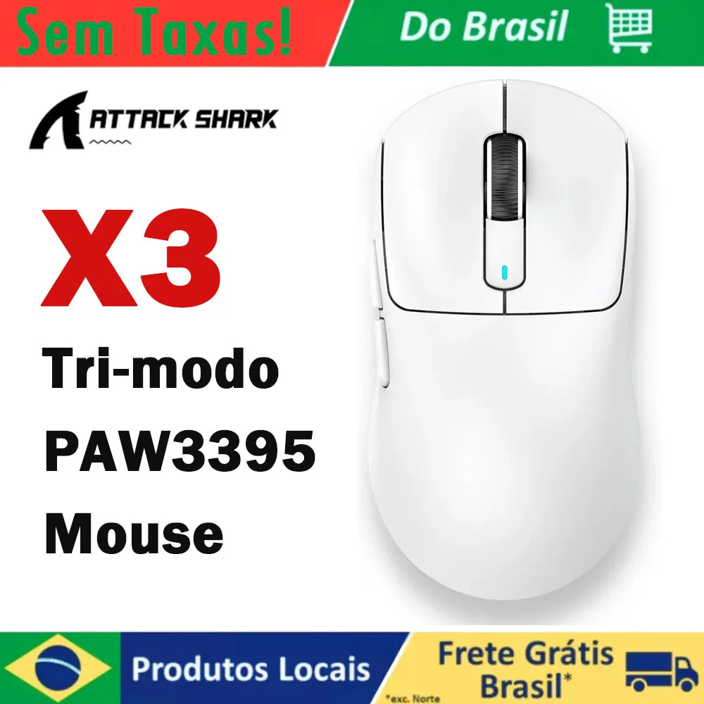 ATTACK SHARK X3 Wireless Mouse Lightweight PAW3395 26000dpi Tri-Mode Bluetooth/USB/2.4G Connection Gaming Mouse for Win//Mac
