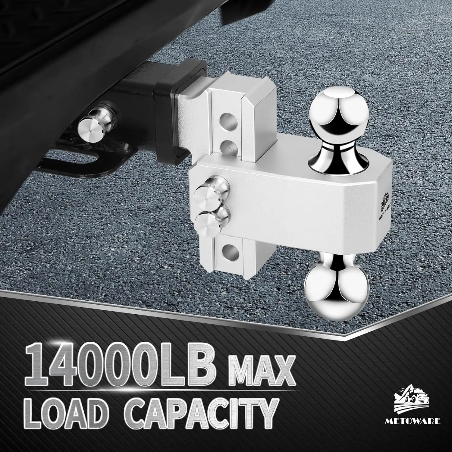 Truck Towing, Aluminum Tow Hitch, Heavy - Duty, 14,000 LBS GTW, Double Stainless Steel Locks & Hitch Pin
