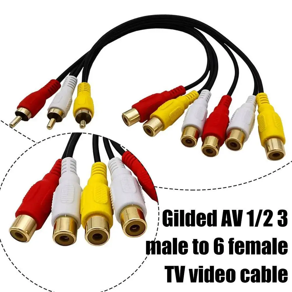 AV 1/2 3 Male To 6 Female RCA Lotus Head 3 Female To 6 Male DVD Set-top Box Connected To TV Video Cable ﻿