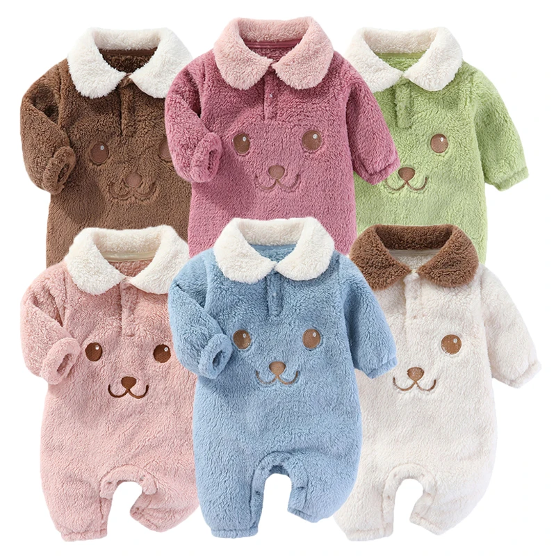 Newborn Baby Bodysuit Autumn Winter Infant Jacket for Boy Flannel Onesies for Girls Soft Bebe Romper Baby Clothes 0-12 Month