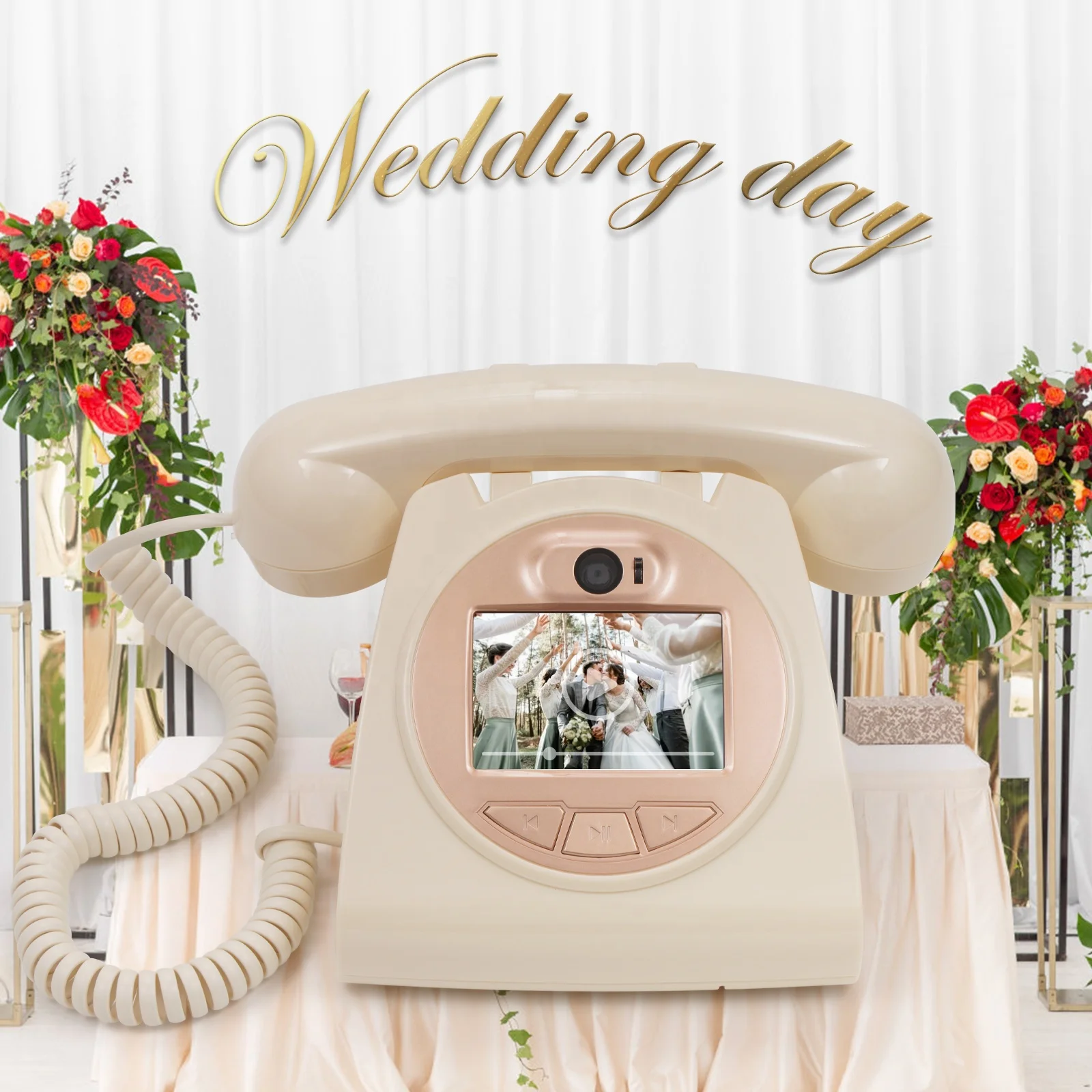 5-color New Design Wedding Audio & 1080P Video Guest Book Phone Video Blessing Audio Message Guestbook Exquisite Party Telephone