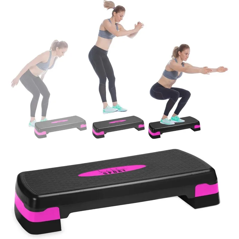 

Nicole Miller Aerobic Exercise Step Deck, Adjustable Workout Fitness Stepper Exercise Platform with Risers