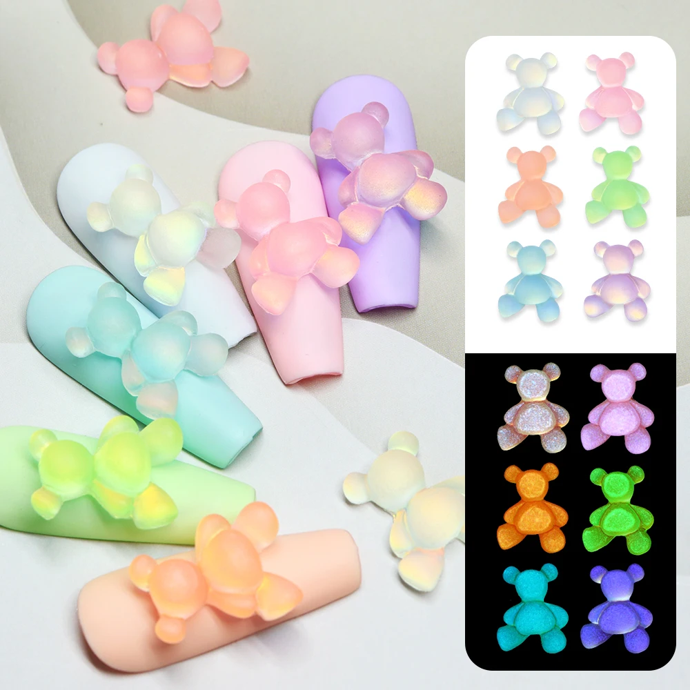 Nail Art Accessoires Glow In The Dark Kawaii Beer 3d Nail Charmes Lichtgevende Schattige Mix Kleurrijke Diy Nail Art Benodigdheden En Decoratie