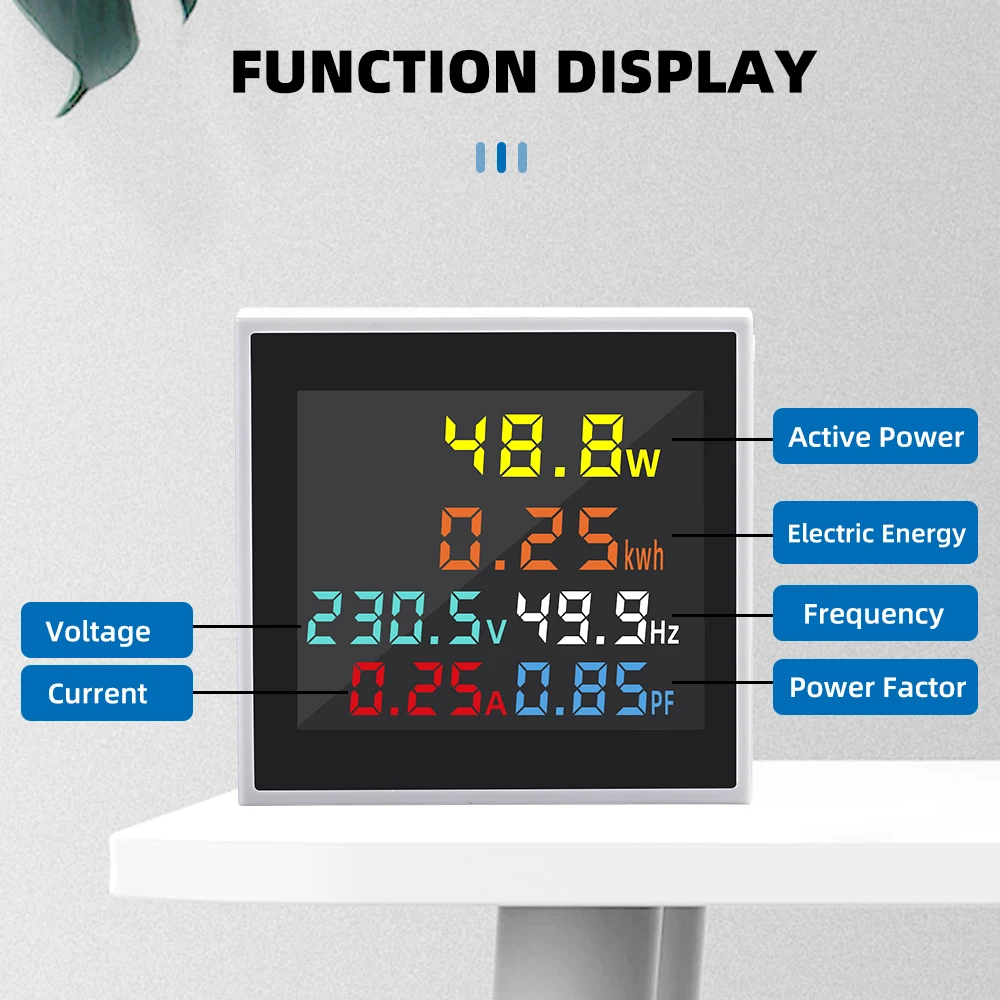 6IN1 Digital Display  Voltmeter Ammeter Current Voltage Frequency Energy Meter AC monitor 100A  KWH Signal Light lndicator 22MM