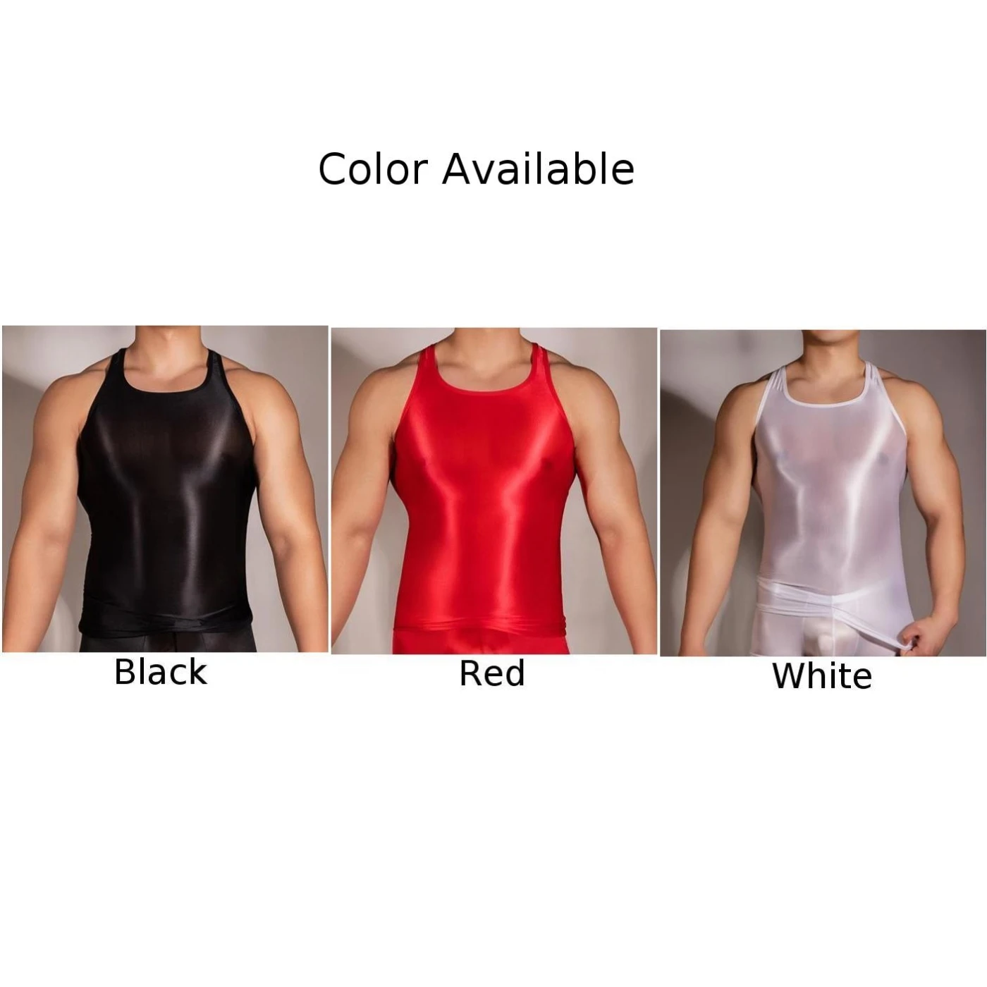 Men\'s Oil Glossy Sleeveless See Through Tank Top Vest Summer Sexy Gym Sport Bodybuilding Yoga Tops Tees Vests Clothing