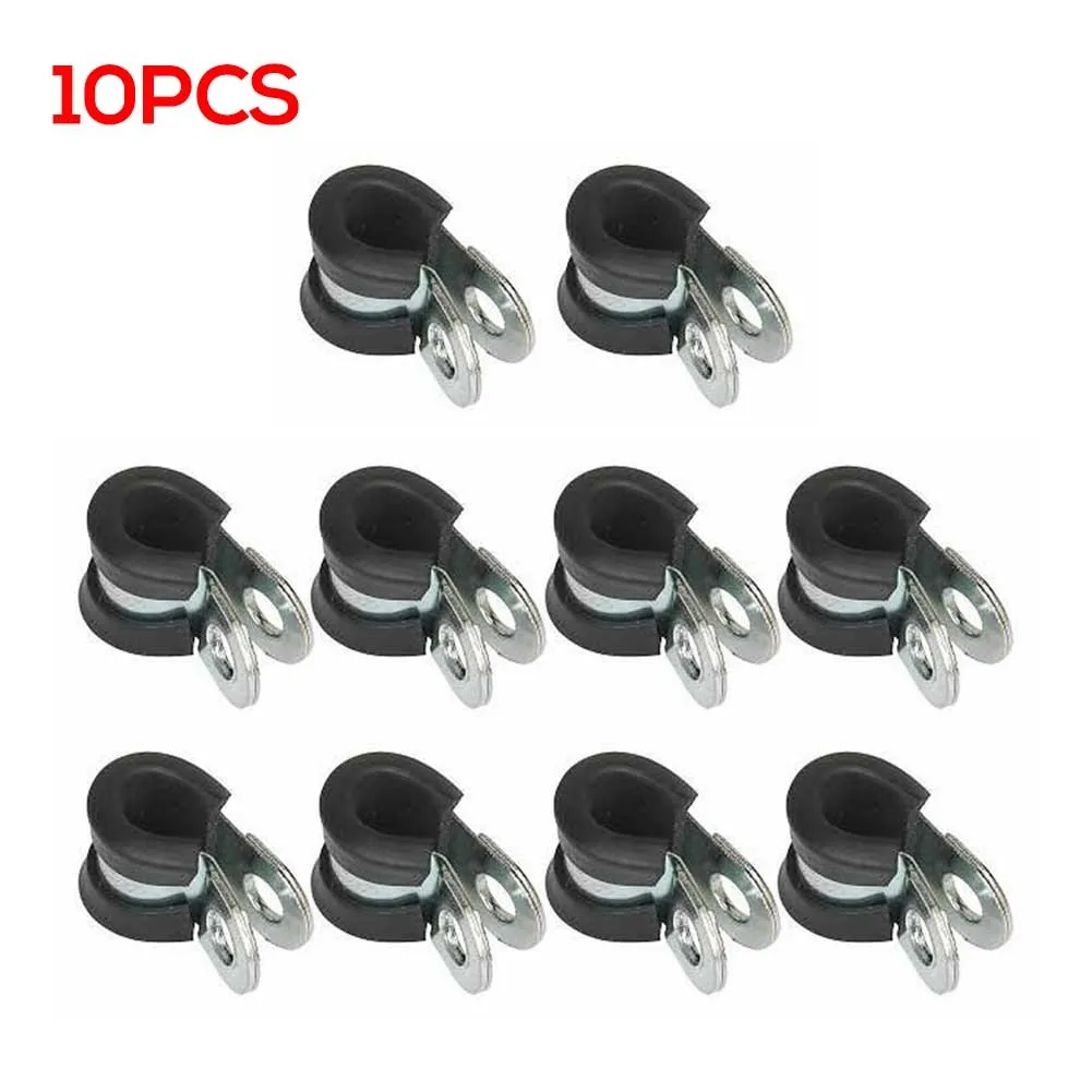 10x 8mm Metal P Clip Rubber Lined  Fasteners Hardware Electrical Fittings Cable Mounting Hose Pipe Clamp