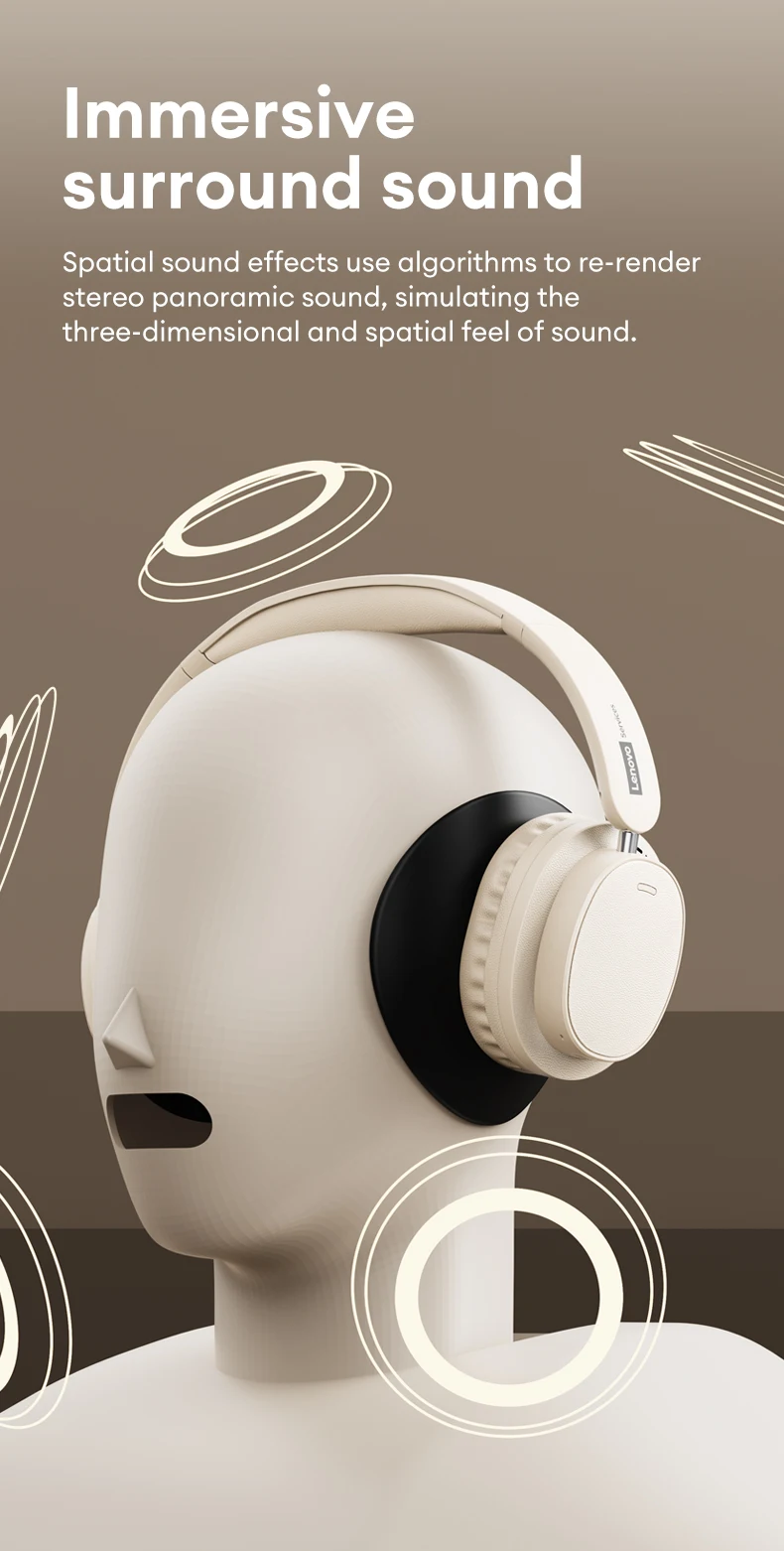 Lenovo LS105 Gaming Wireless Headphone with Mic 30H Over-Ear Headphones Bluetooth 6.0 Foldable HIFI Sound Sport Earphones Choice