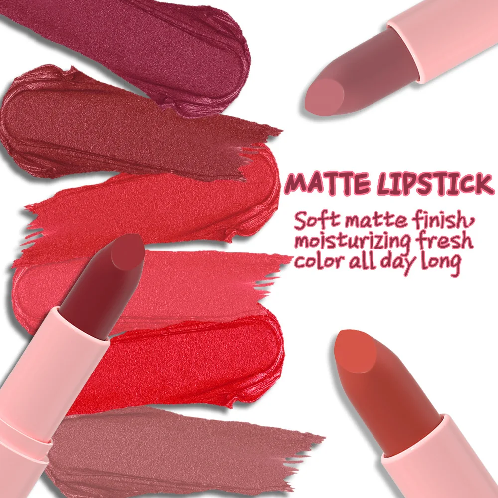 DUNUF 1 Pcs Matte Powder lipstick, Lasting 24 Hours Non-fading Waterproof Non-stick Easy to Color Lip Gloss Makeup Gift