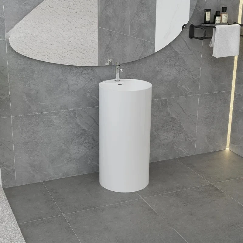 

LMM polymer artificial stone column basin integrated floor wash basin simple