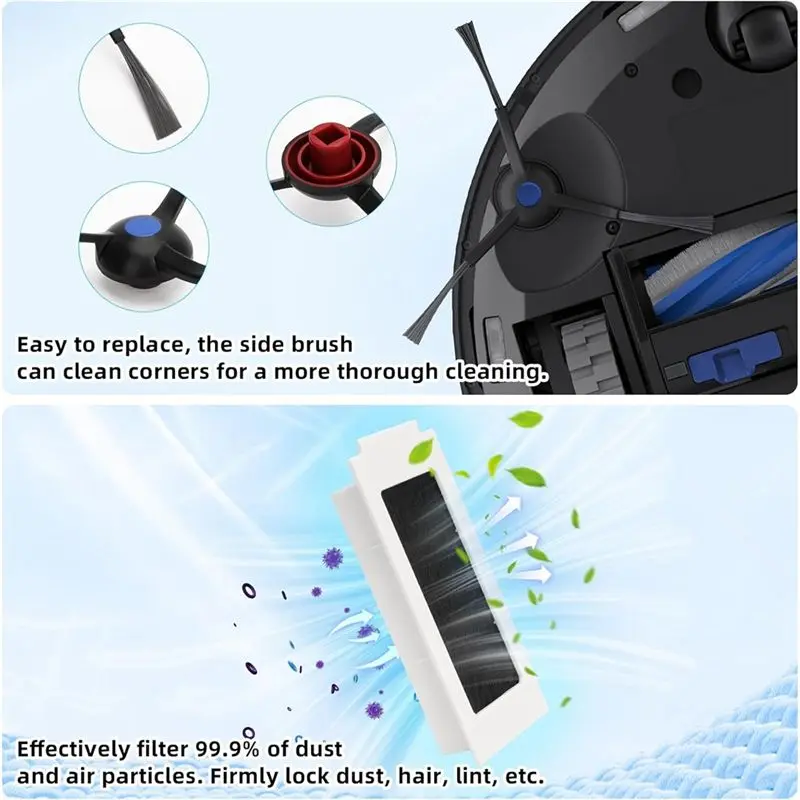 BAAG-For Ecovacs Deebot T30 Omni / T30 Pro Omni Vacuum Cleaner Main Side Brush Hepa Filters Mop Cloth Dust Bags Accessories