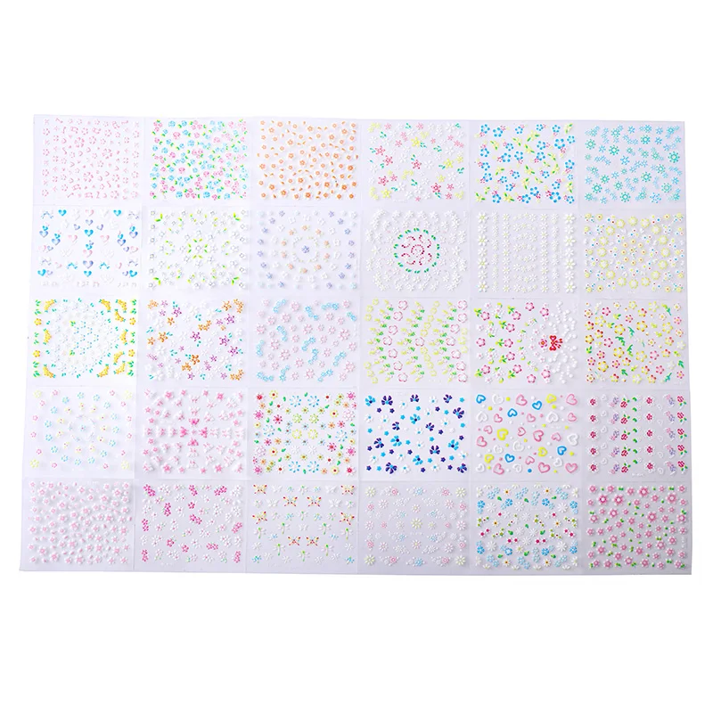 1pc 3D Embossed Nail Stickers Cute Floral Adhesive Nail 3D Decorations Sticker DIY Charms Nail Art Decals
