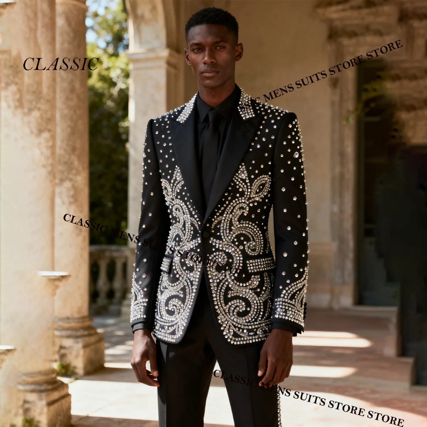 

Роскошные металлические ювелирные изделия с орнаментом, смокинг, мужские костюмы, комплект из 2 предметов, свадебный жених, мужской пиджак для выпускного вечера, тонкий вечерние Ternos Completo по индивидуальному заказу