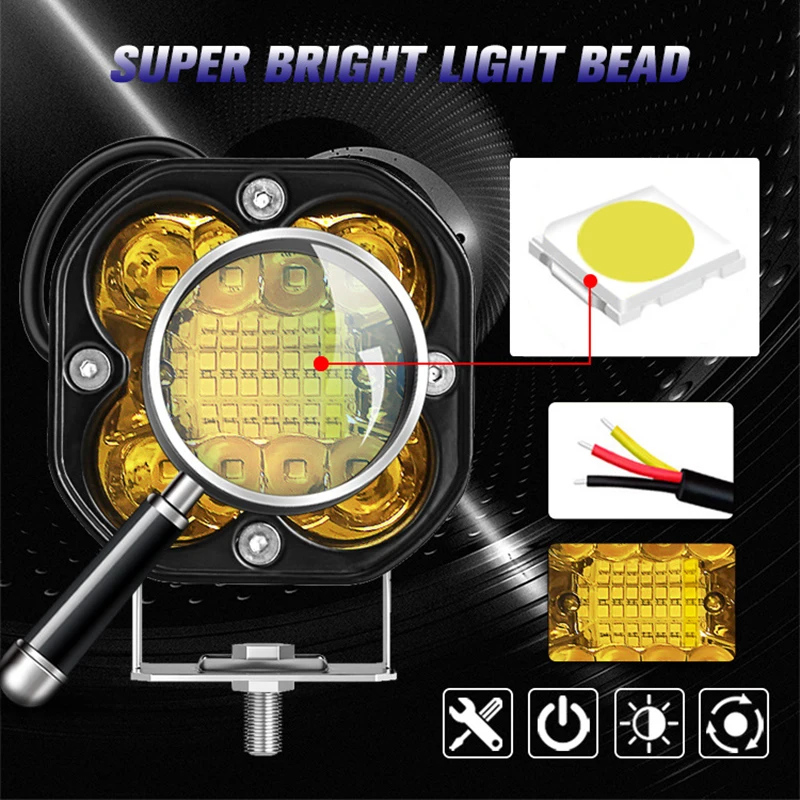 3 Zoll LED-Arbeitsscheinwerfer 12V 24V Pod-Leuchten Scheinwerfer für Motorräder Flutlicht-LED-Leiste Nebelscheinwerfer für Auto LKW 4x4 Offroad ATV – Detail 8