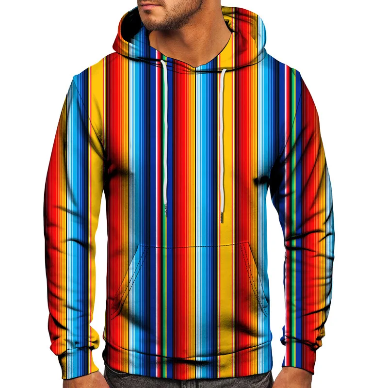 Geometric Pattern Vertical Stripe Printed Men Fashion Hoodies Euro Size S-6XL Clothing Pullover Unisex Outdoor Casual Sweatshirt