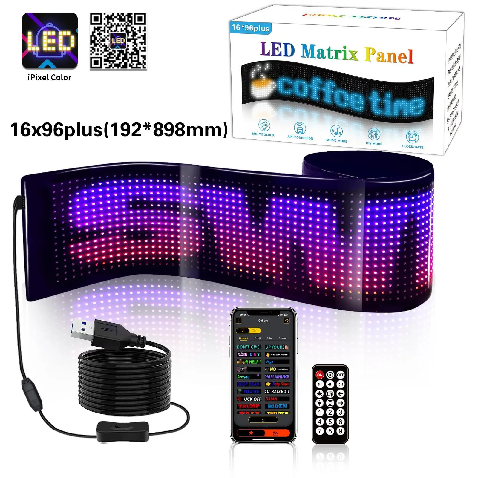 

Programmable LED Car Sign Flexible Scrolling Advertising Matrix Panel Bluetooth App Control Custom Text Graffiti for Car Store