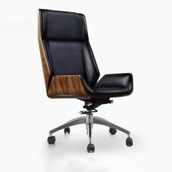 Polea De Madera con respaldo alto, sillas de oficina, ocio en el hogar, silla de ordenador de cuero, muebles de dormitorio, silla giratoria moderna de lujo para juegos B