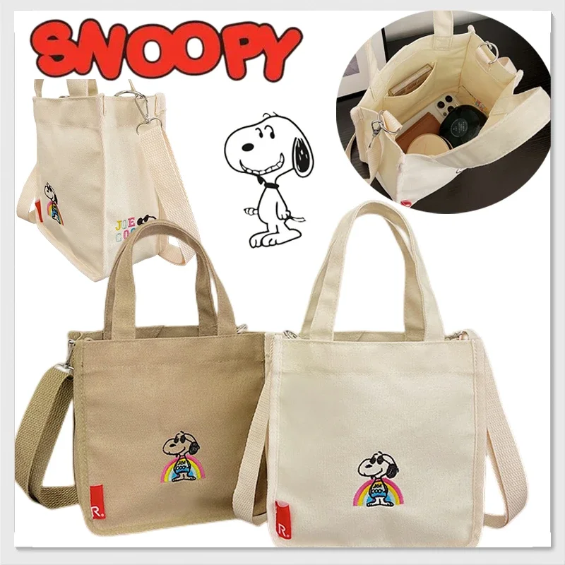 

Сумка на плечо Snoopy Женская холщовая, саквояж кросс-боди с мультипликационным рисунком, модный вместительный шоппер, студенческий мессенджер