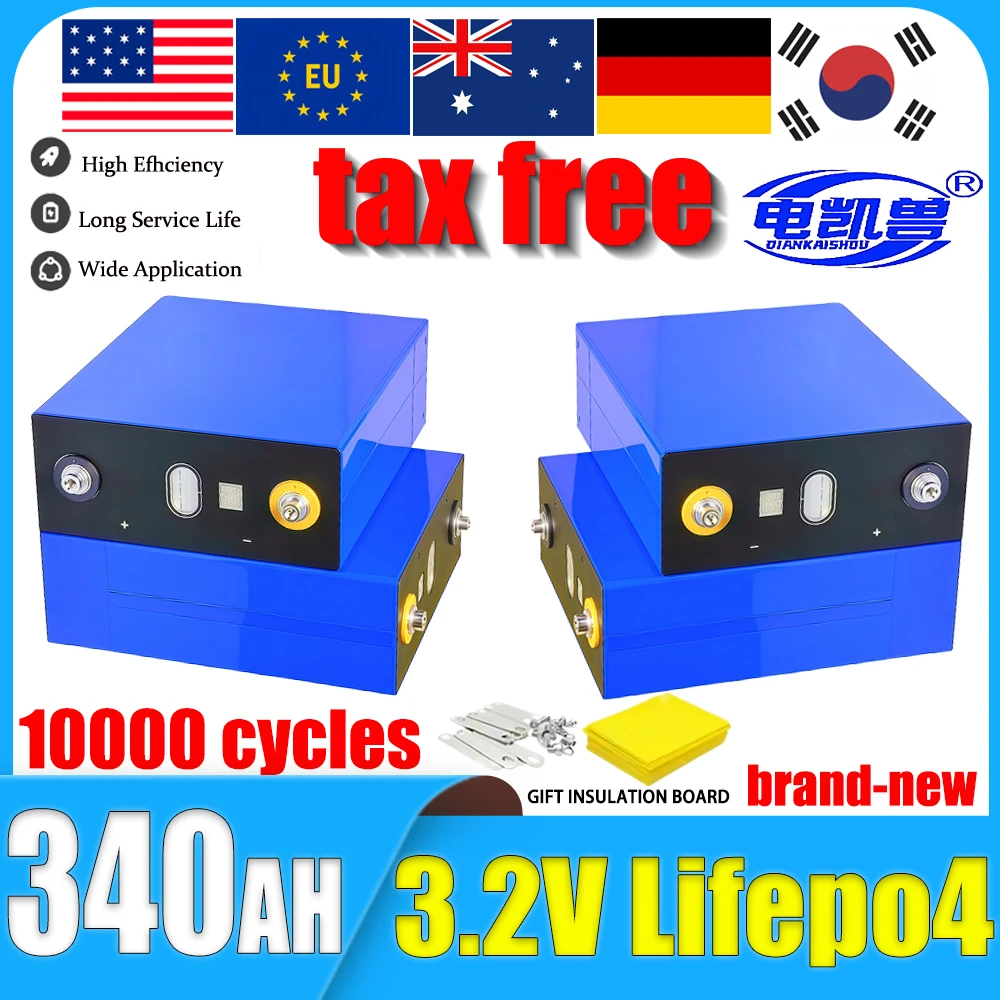 

10000 cycles 3.2V 340AH Lifepo4 Battery big Capacity Rechargeable Lithium Iron Phosphate Battery Energy Storage System No tax