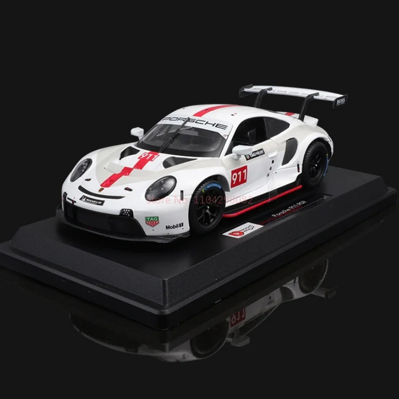 Nova chegada original bburago 1:24 porsche 911 rsr edição de corrida modelo carro liga em miniatura diecast modelo carro brinquedos presente aniversário