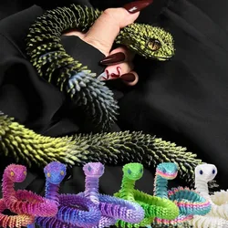 3D Printed Snake Fidget Toys Rotatable Stereoscopic Snake Office Desktop Ornament Home Decor Animal Model Figurine Car Decor