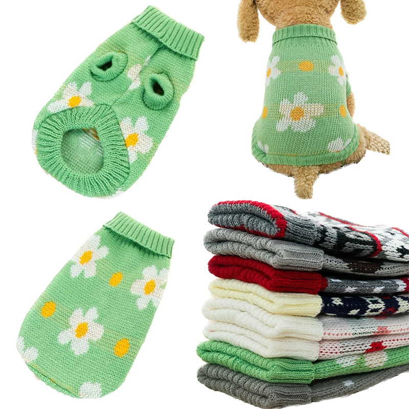 Pet Knitted Sweater for Small Medium Dogs Cats Clothes Puppy Turtleneck Vest French Bulldog Chihuahua Clothing Pet Supplies