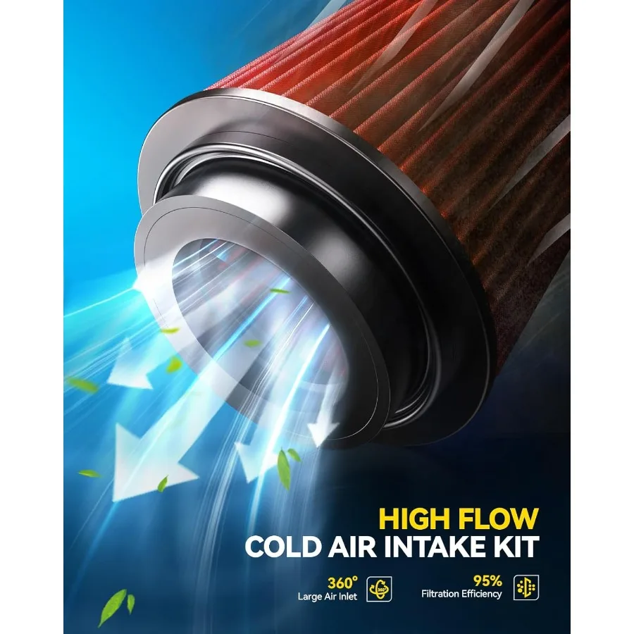 نظام أدوات دخول الهواء البارد عالي الأداء مقاس 3.7 بوصة لمحركات F250/F350/F450/F550 Super Duty 2003-2007 V8 6.0L والرحلات 200 #6