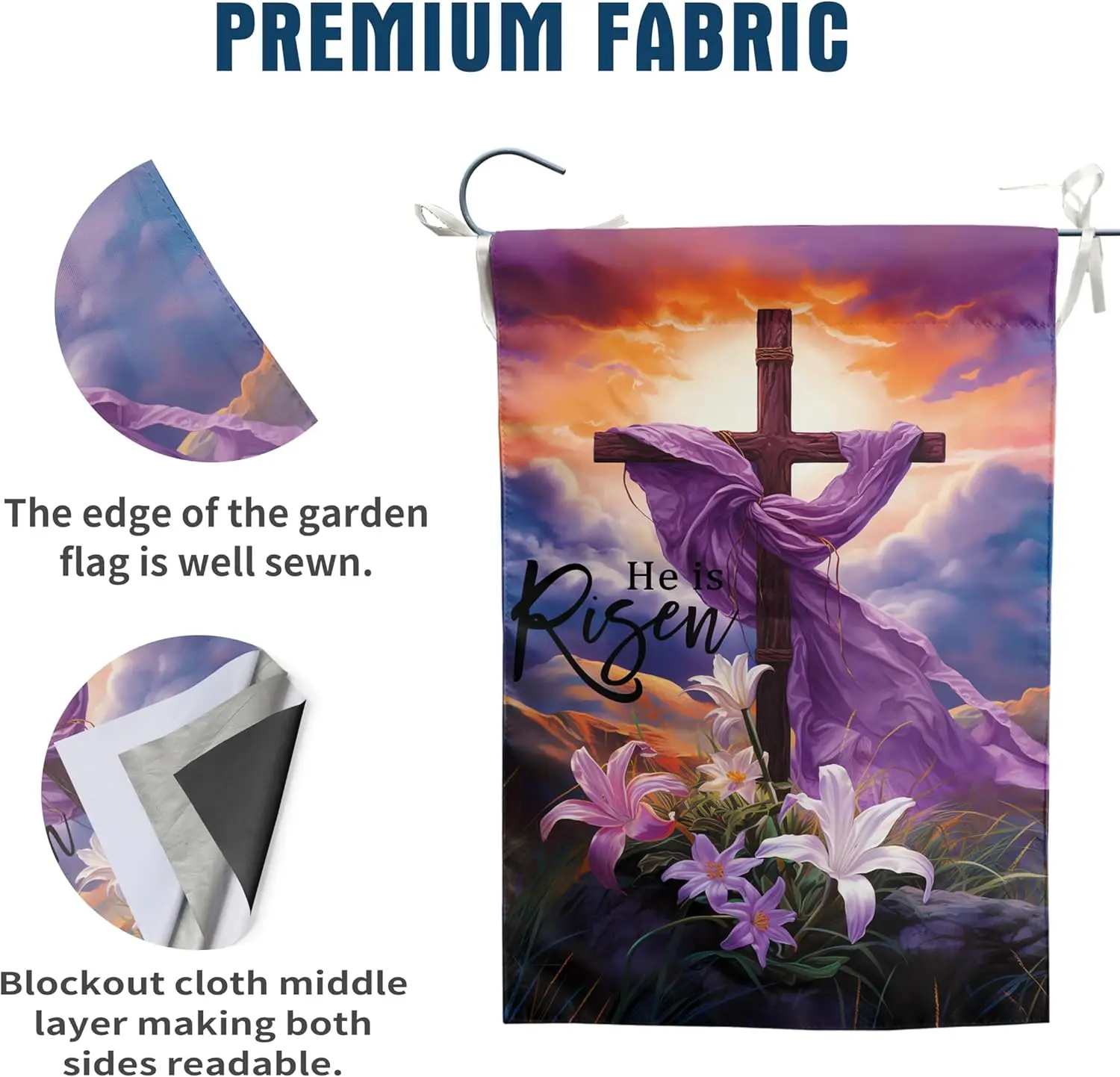 Spring Easter Garden Flags Happy Easter Spring House Flag Easter He is Risen Yard Flag Vintage Buuny Flowers Farmhouse Yard  uui