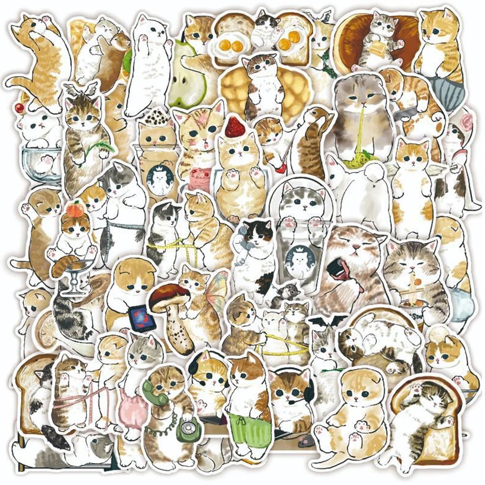 

10/30/50pcs Kawaii Cat Cartoon Stickers Cute Animal Graffiti Decals for Kid DIY Luggage Notebook Helmet Decoration Sticker Gift