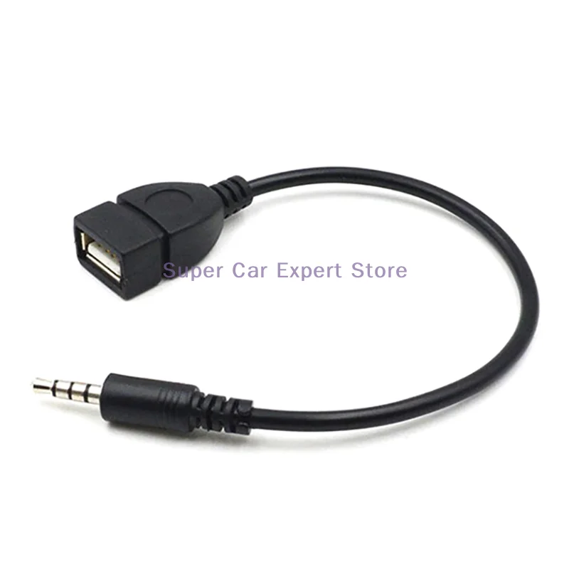 3.5 mm Male AUX Audio Jack Plug To USB 2.0 Female Converter Cable Cord Adapte Car MP3 Player Converter