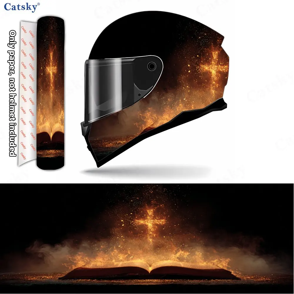 Mysterious Fire Realm Holy Book Pattern Helmet stickers , PVC Material Multifunctional Helmet Stickers, Scratch-Resistant & Fade