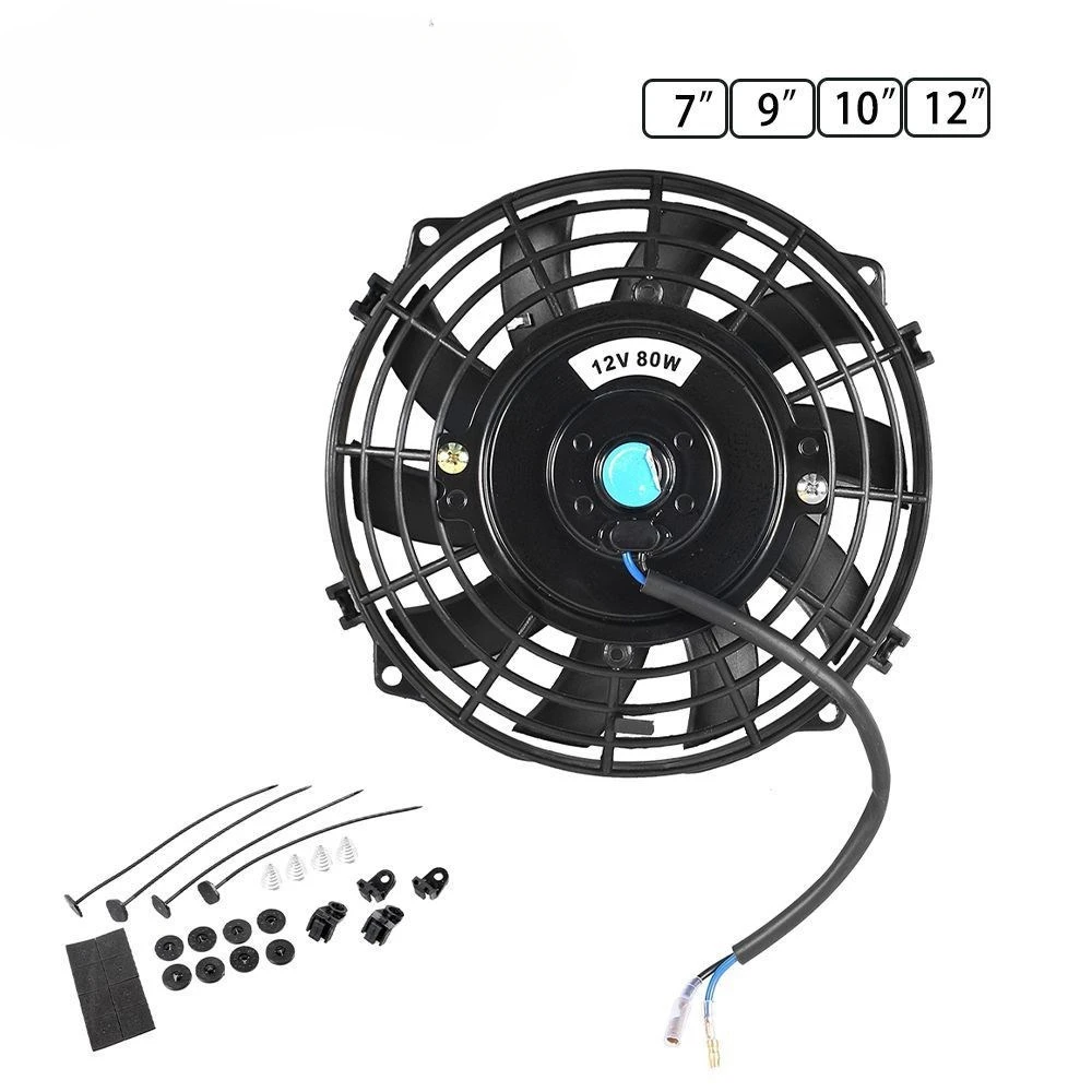 

General 7/9/10/12 inch12V 80W 2100RPM Automotive air conditioning Electronic cooling fan blade Electric Cooling installation kit