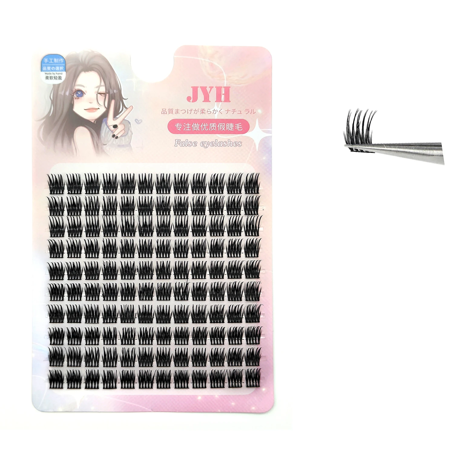 

10 Rows Double Flat Pointed Lazy Man Fishtail Fairy False Eyelashes Segmented Little Devil Natural Manga Fairy Eyelashes