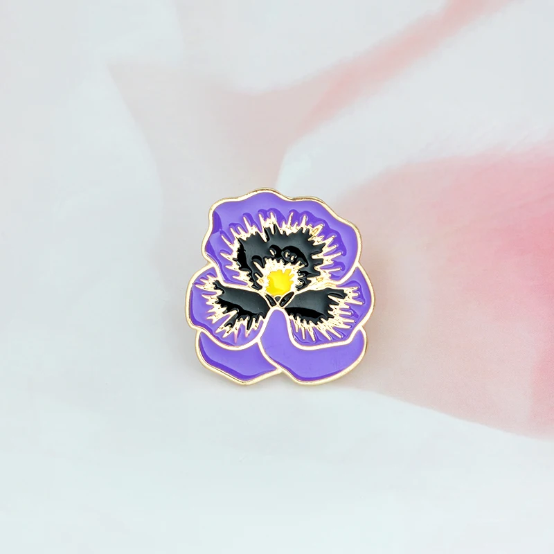 Purple Violet Enamel Pins Plant Flower Brooch Fashion Backage Clothing Lapel Badges Jewelry Gifts for Friends Kids