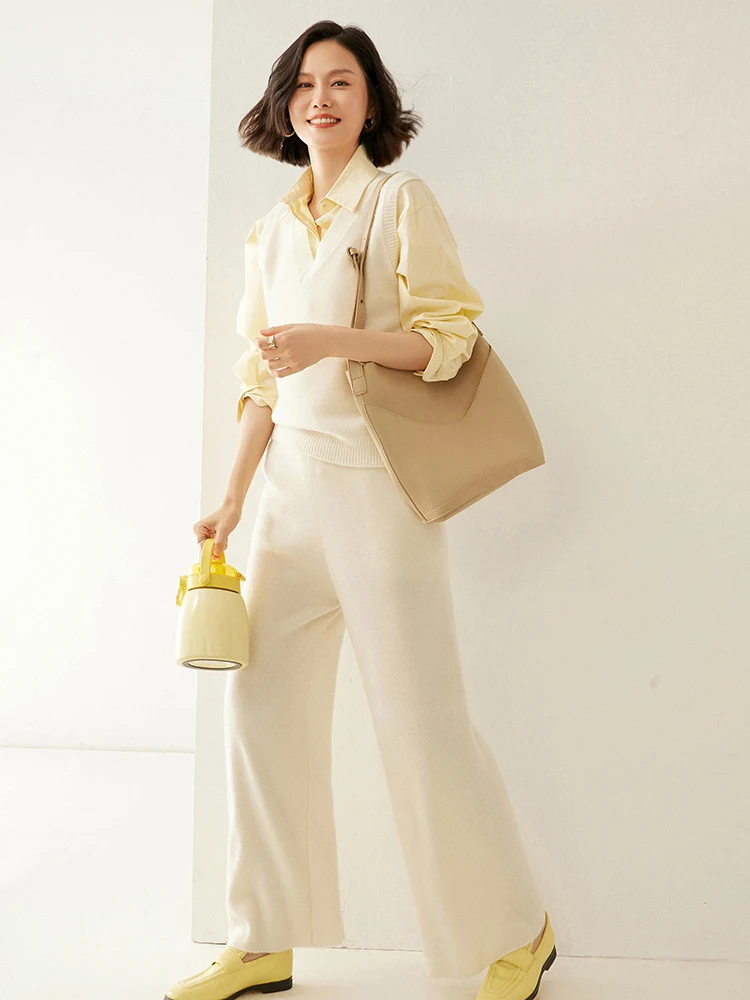 

Women Cashmere Vest Sleeveless Sweater Solid V-neck Pullover Autumn Winter 100% Cashmere Knitwear Versatile Waistcoat Tops