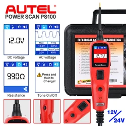 Autel PowerScan PS100 Car Electrical Circuit Tester Four Work Mode 12V/24V Automotive System Diagnostic AVOmeter Test Tool PS100