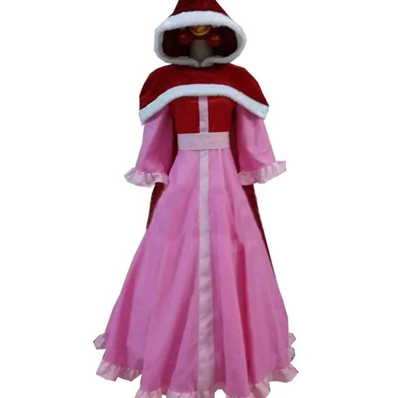 

2025 Bell Red Cape Pink Dress Cosplay Costume