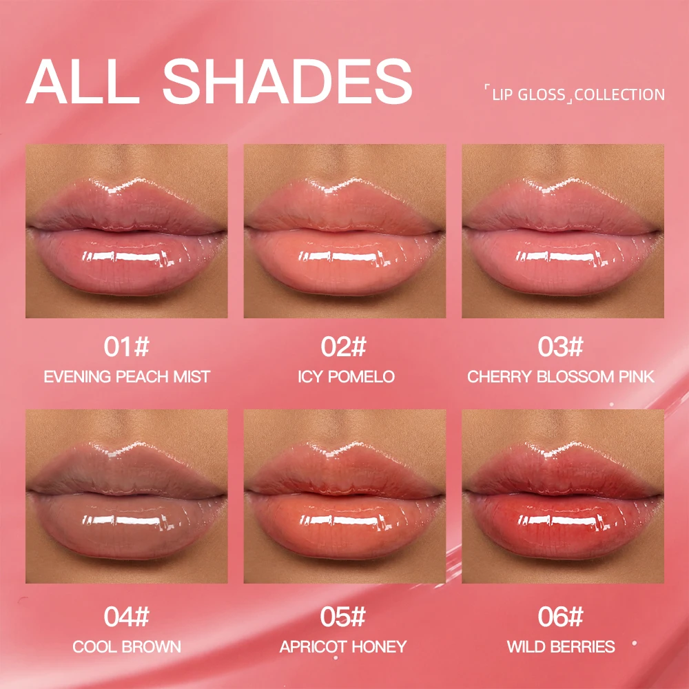 NICEKEY Watery Mirror Lip Gloss Lasting Moisturizing Easy Wearing Water Glass Lip Glaze Hydrating Sexy Red Lip Tint Cosmetics