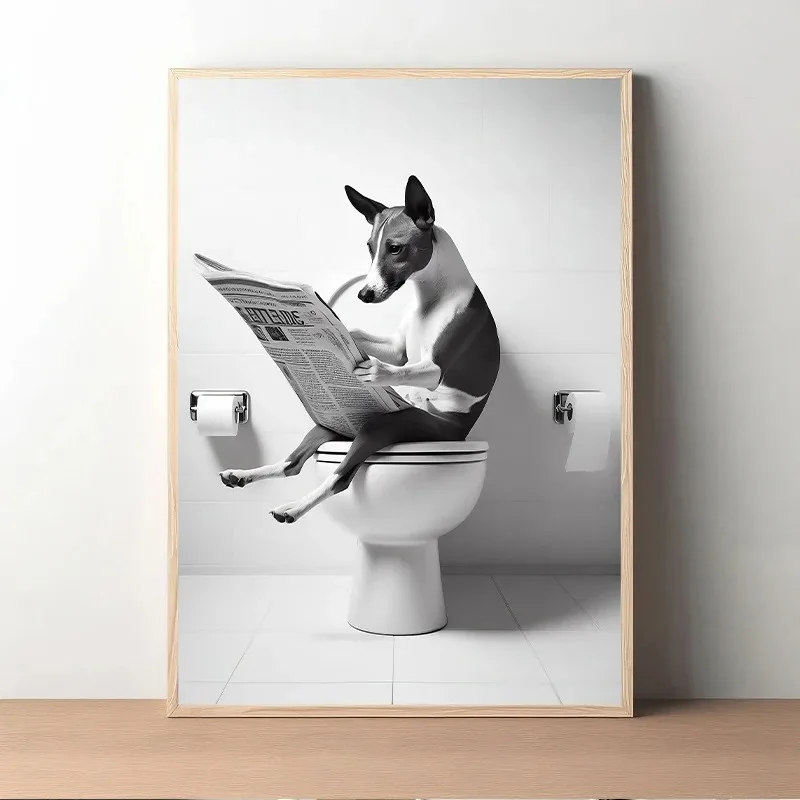 Basenji Border Collie Bichon Frise Funny Animals in Tub Poster Canvas Painting Wall Art  Picture for Room Home Office Decor