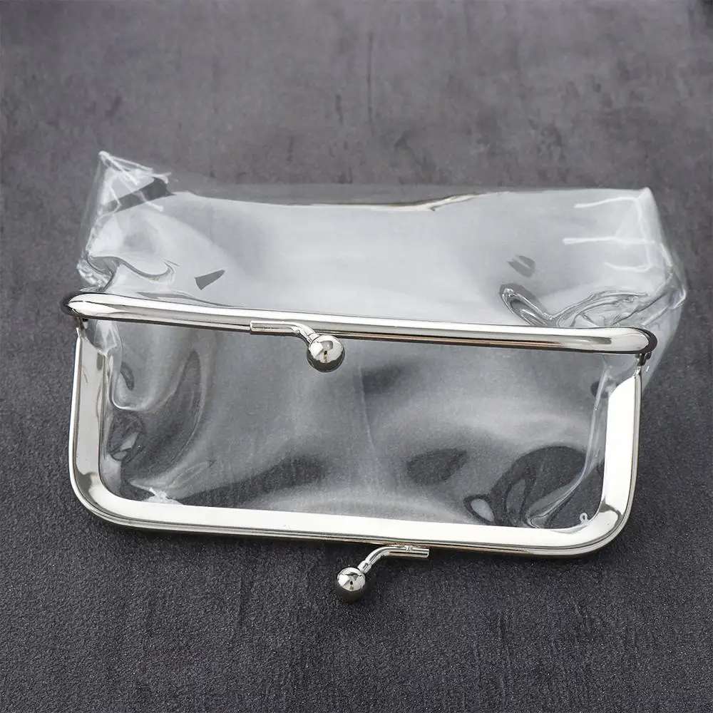 

style Lipstick Iron Mouth Clip Bank Card Kiss Clasp Lock Bus Card Change Purse Card Holder Transparent Coin Purse Small Wallet