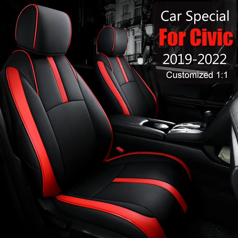 Custom Fit Car Seat Covers For Honda Civic 2019-2021 Artificial Leather Full Set Seat Cushion Car interior Decor Styling ideas