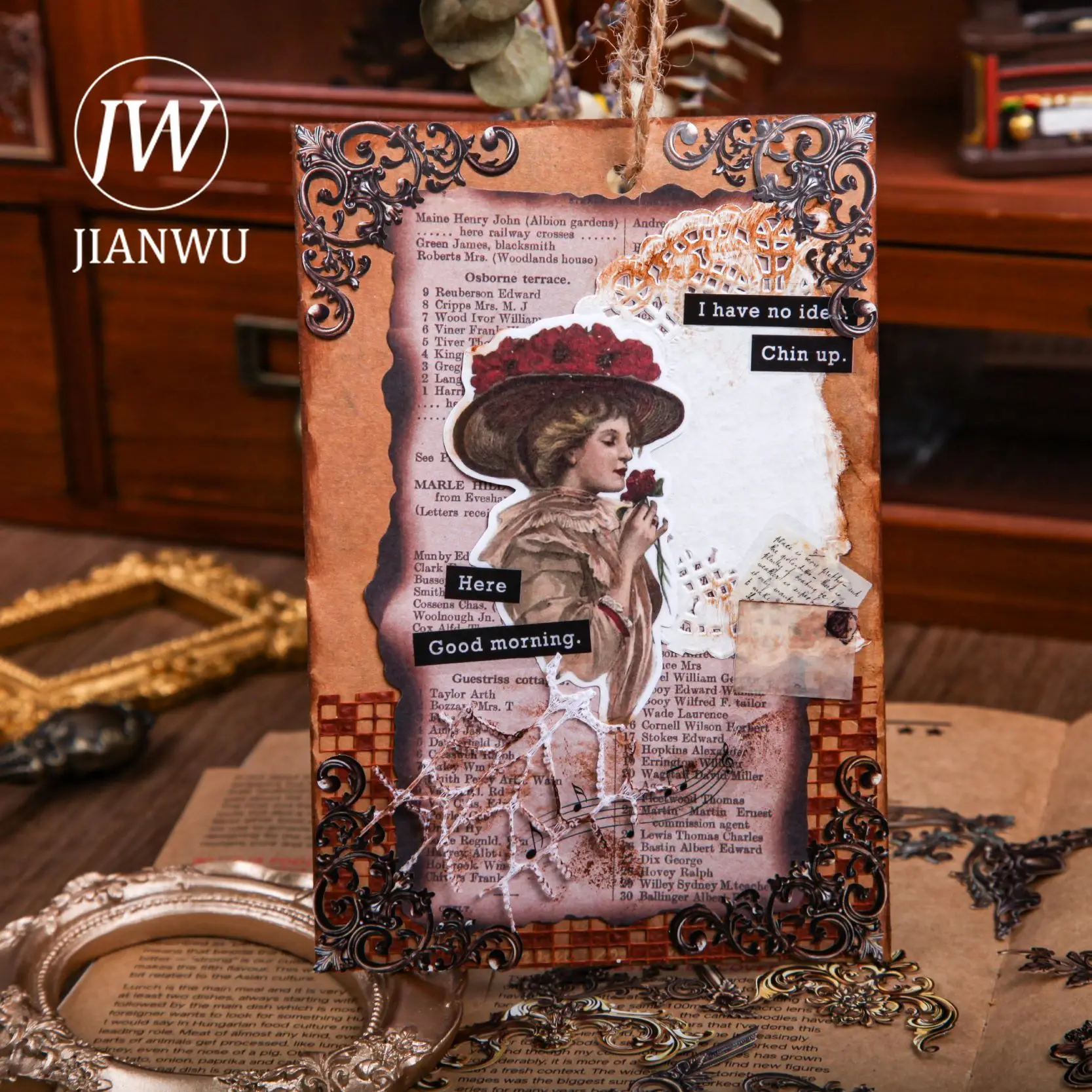 JIANWU 24 Sheets Baroque Series Vintage Hollow Corners Material Collage Sticker Creative DIY Journal Scrapbooking Stationery