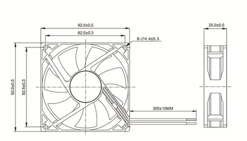 تيار مستمر 24 فولت كرة مزدوجة 92 × 92 × 25 مم 90 مم مروحة تبريد الخادم