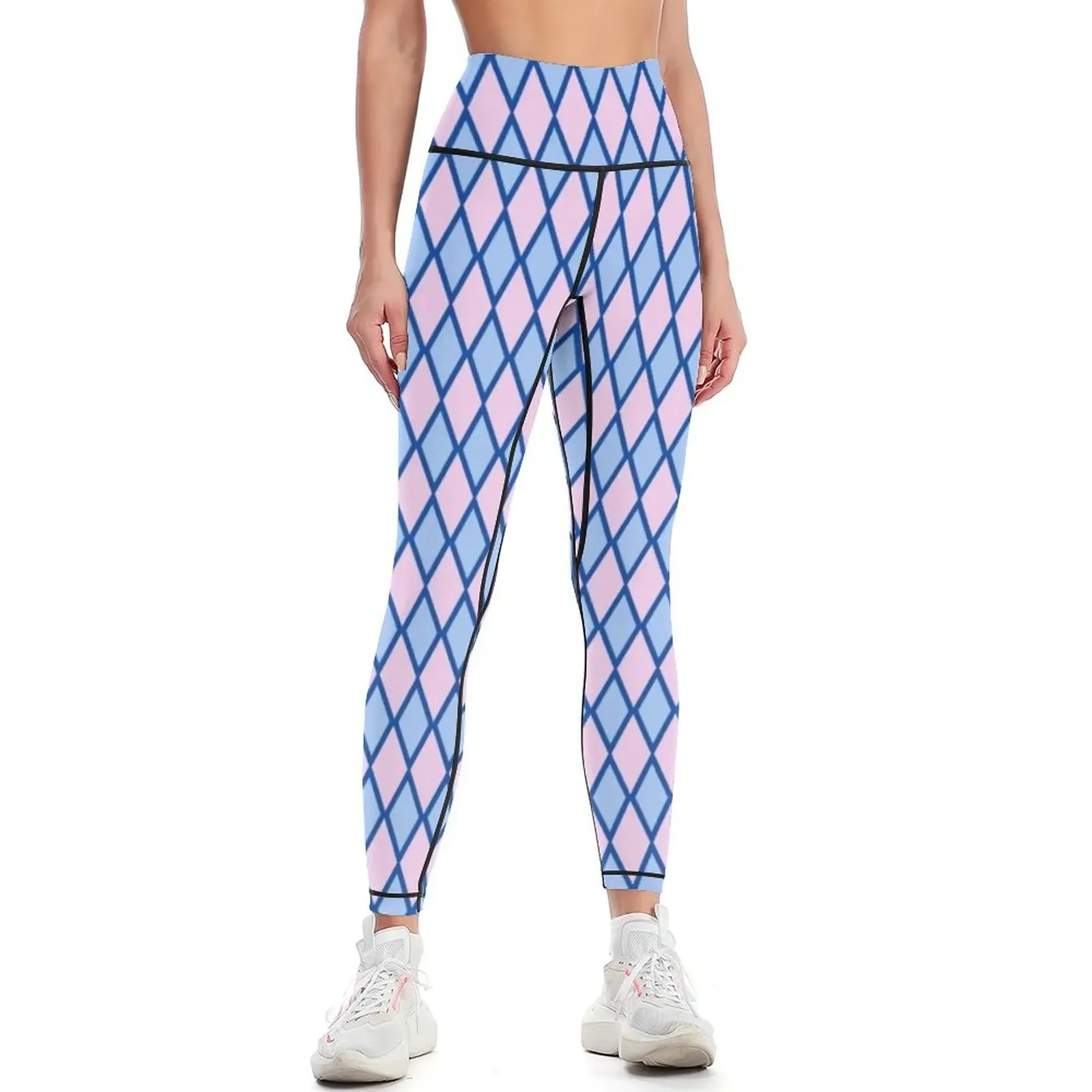 

Blue and Pink Diamond Shape Pattern Leggings Women's tights Women's sportswear gym wear Womens Leggings