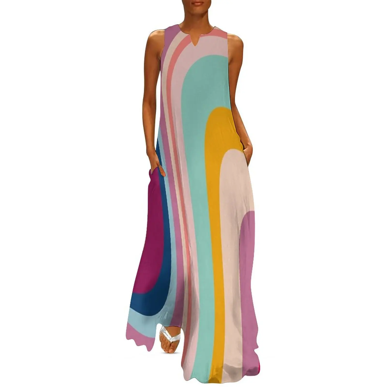 

Retro Colorful Trippy Abstract Long Dress elegant women's sets elegant women's dresses for wedding wedding dresses for parties