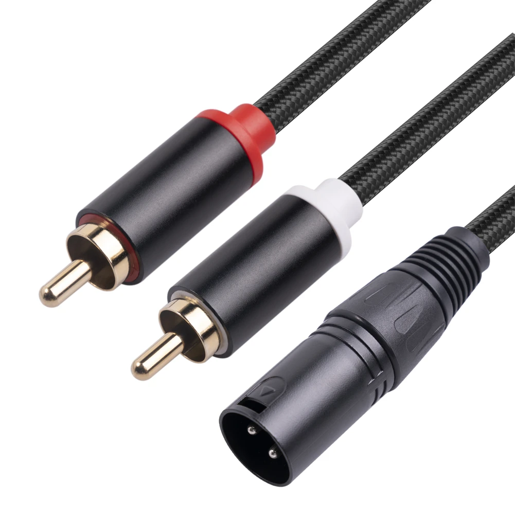 3-Pin XLR Male To 2-RCA Male Microphone Audio Cable Y Adapter Converter 1M 2M Canon Public To Double RCA Public Mixer Lotus