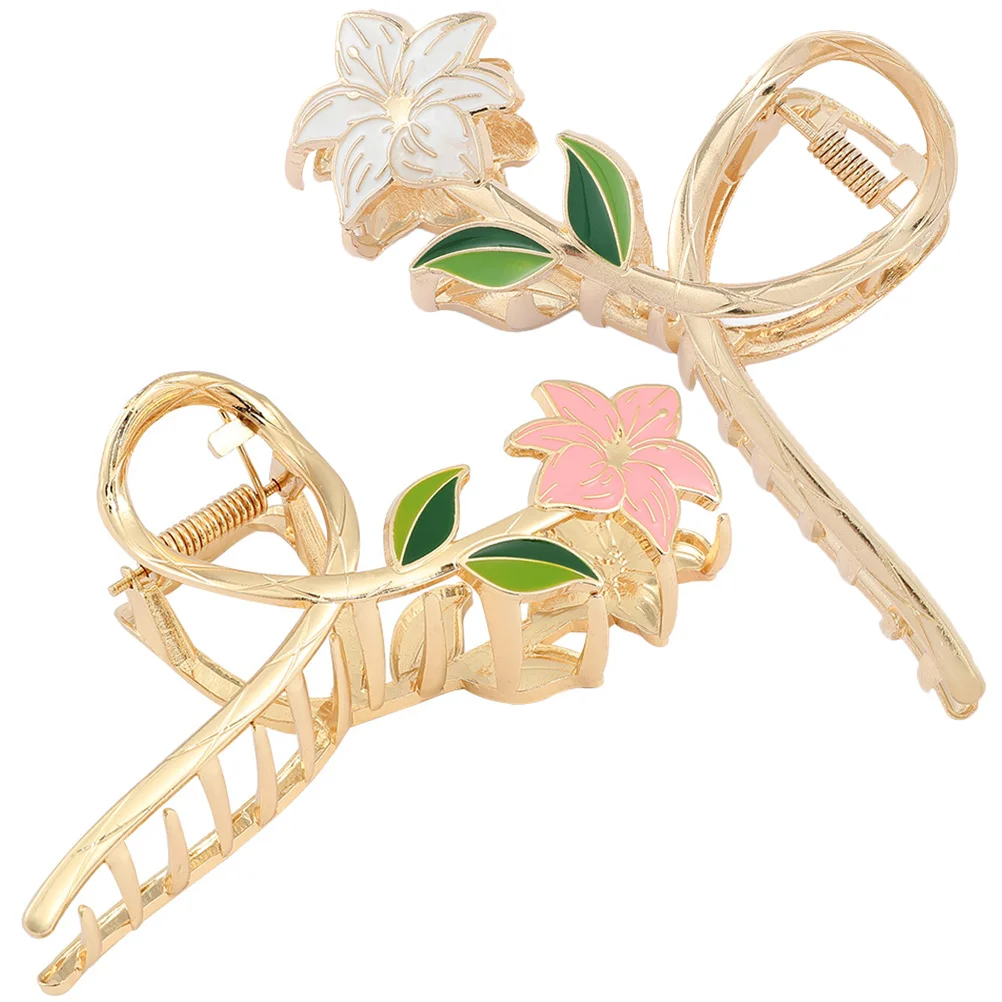

2 Pcs Claw Clips Metal Hair Claw Clips For Women Accessories for Women Lily Shape Hair Decorations Styling Tool