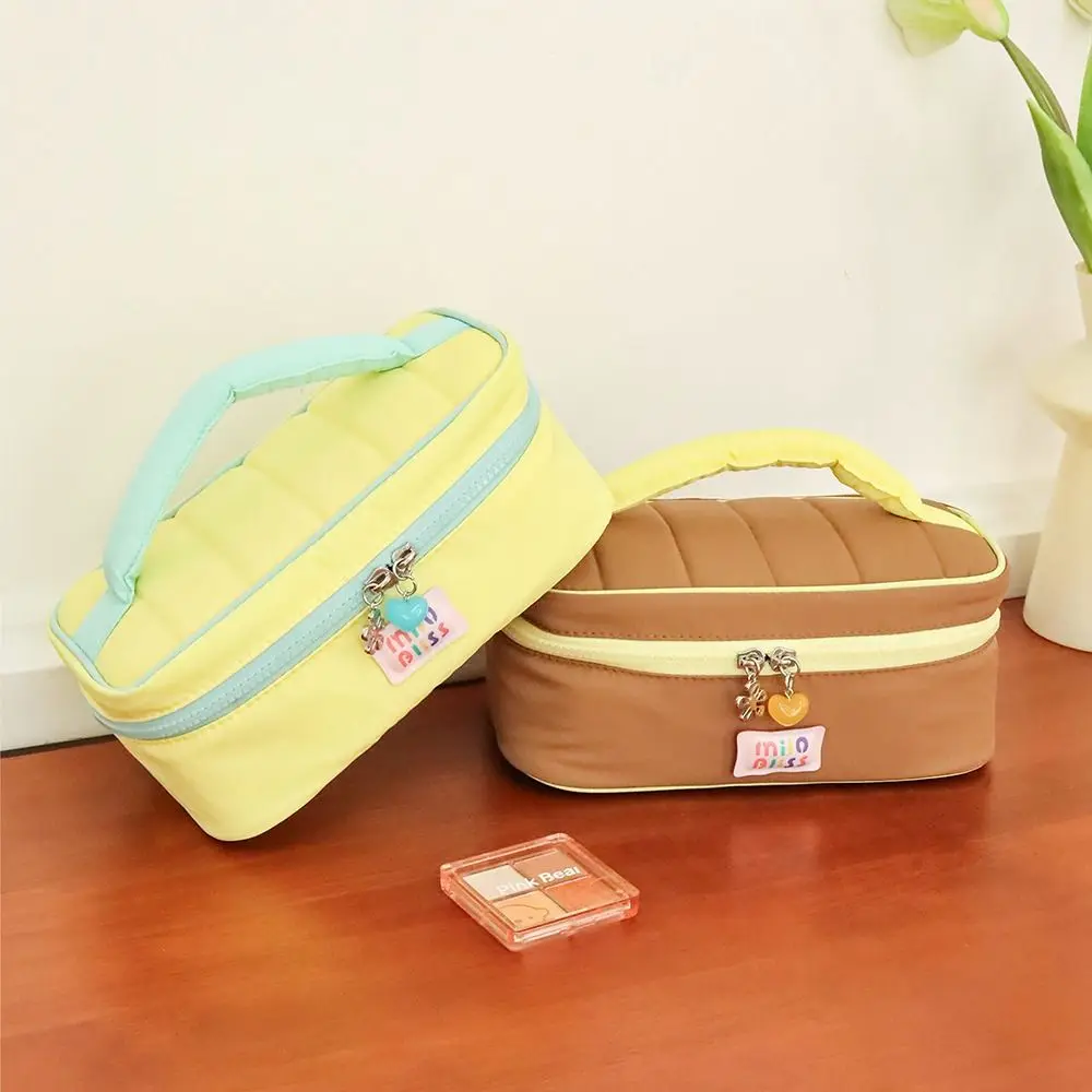 Small Fresh Macaron Cosmetic Bag Portable Girl Series Storage Handbag Travel Cosmetic Handbag Large Capacity Contrast Color